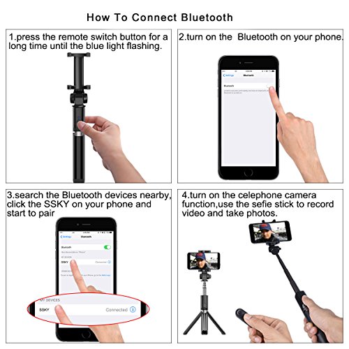 image for DATONG Selfie Stick Bluetooth Extendable Foldable Selfie Stick Tripod 