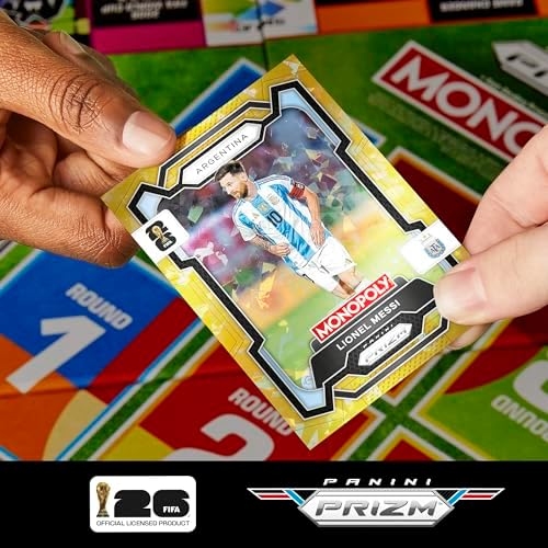 Monopoly Panini Prizm Jogo: Jogo de Tabuleiro Temático de Futebol da Taça do Mundo FIFA I com Cartas Colecionáveis Monopoly Panini Prizm FIFA World Cup 2026 I Idade: 8+ - Versão Espanhola