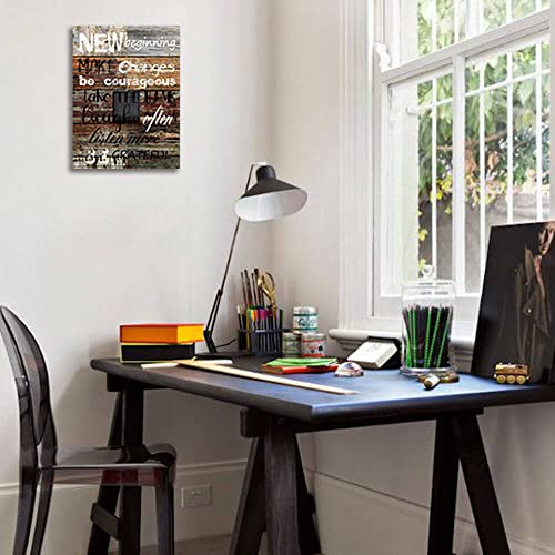 NEW BEGINNING BE COURAGEOUS INSPIRATIONAL Office Wall Art Quote Women Themed Wall Decor Motivational Canvas Prints Framed Wall Art for Bathrooms Motivational Modern Office Decor Canvas Art Wall Decor