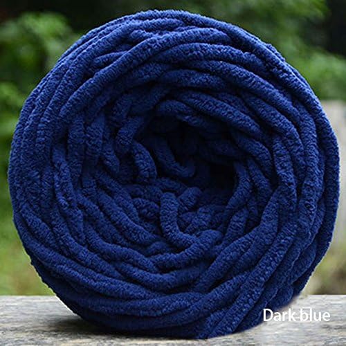 URNINAU Knitting Wool Soft Knitting Chunky Towelling Wool Ball Skein Scarf Yarn Pure Color Cute Dark blue