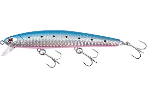 LITTMA California Surf Fishing Lures Saltwater Jerkbait Crankbait Surf Minnow 110 - Metallic Sardine Super Glow & Pearl Pink Belly Glow Lures for Halibut & Striper Fishing