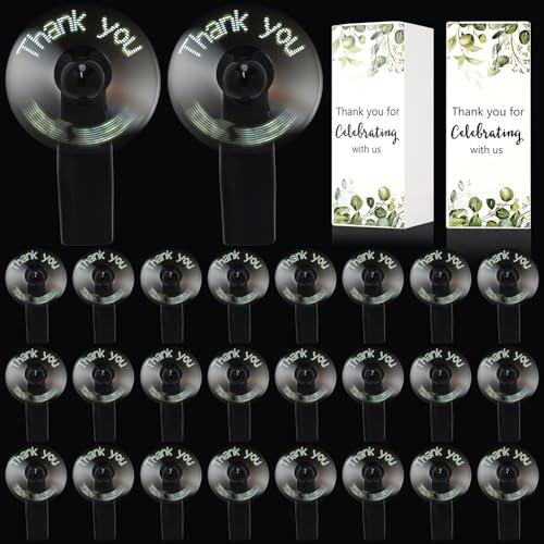 Retisee 25 Pack Wedding Portable Mini Handheld Battery Powered Fans Gift for Guests Thank You LED Small Personal Fan for Summer Bridal Shower Party Favor, Battery Not Include(Black)