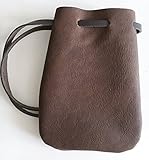 Leather Drawstring Pouch/Coin Bag/Medieval Style Reenactment Pouch--SM DK BR