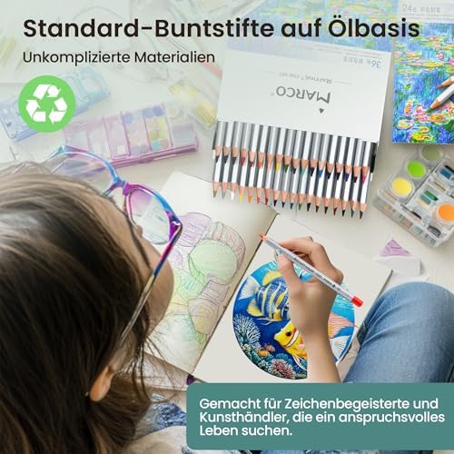 7120 Buntstifte - 36 Wasserlösliche Farben - Sechskantige Holzstifte mit Pinsel - Set für Anfänger - In einer eisernen Schachtel verpackt, leicht tragbar (D7120-36TN)