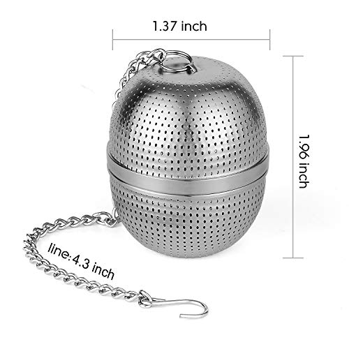 YEOSEN Tea Infuser Ball - Tea Strainer Ball for Loose Leaf Tea, Spice Infuser Stainless Steel Mesh, Fine Threaded Connection, 4.3 inch Chain with Drip Tray