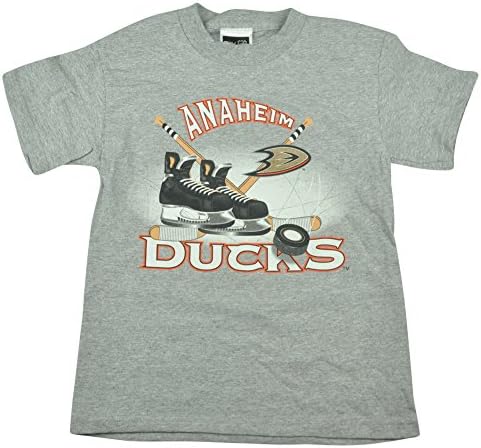 NHL LNH Anaheim Ducks Youth Graphic Hockey Sport Tee Tshirt Grey Shirt Medium 12
