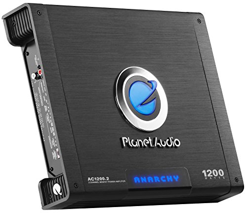 Planet Audio AC1200.2 2 Channel Car Amplifier - 1200 High Output, High/Low Level Inputs, High/Low Pass Crossover, Hook Up to Subwoofer for Bass