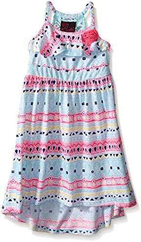 Girls' Rule Little Girls' Dress Hi-Low Printed Maxi, Aqua, 4