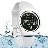 3D Pedometer Watch Sport Wristband IP68 Swimming Water-resistant Fitness Tracker with Accurately Track Steps/Distance/Calorie/Clock/Timer[No App No Phone need]for Walking Running Kid Men Women(White)