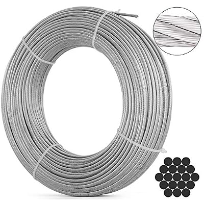 BestEquip 316 Stainless Steel Cable Stainless Steel Wire Rope 1x19 Steel Cable for Railing Decking DIY Balustrade