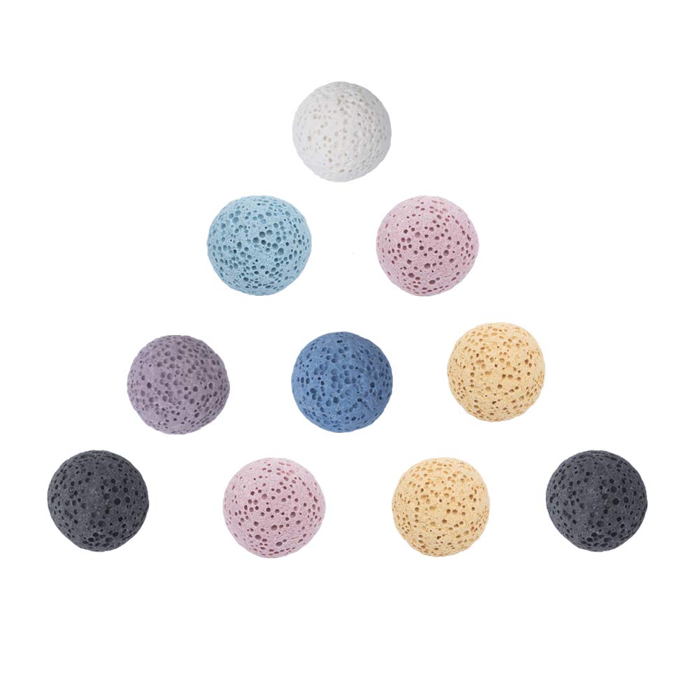 NBEADS 10 Pcs Natural Lava Perfume Beads for Essential Perfume Oil Diffuser, No Hole/Undrilled