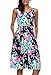 Dokotoo Womens Summer Casual Boho Amazon Ladies Sundresses Floral Print Raceback Midi Tank Dress Navy Large