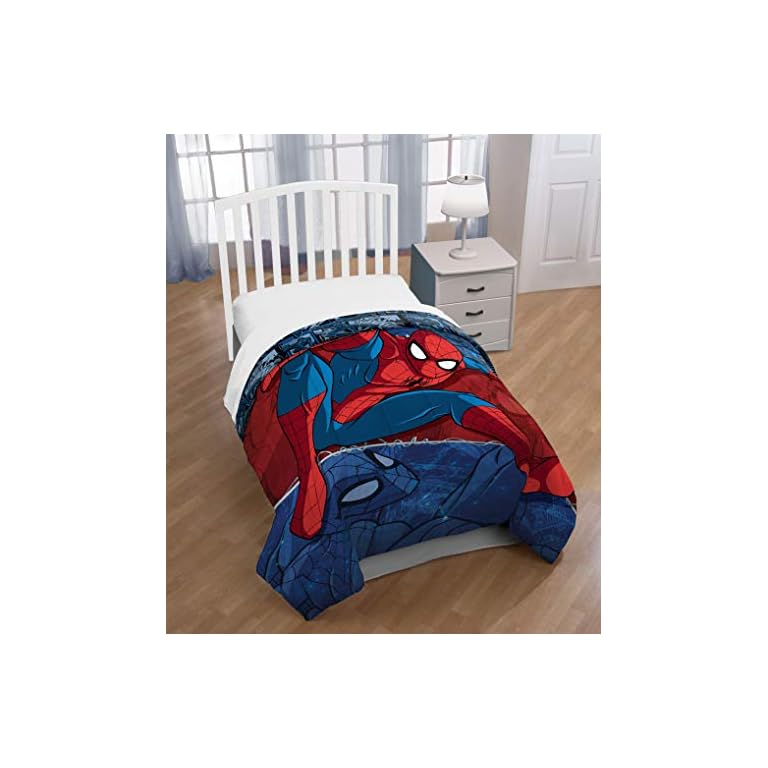 Marvel Spiderman Burst Twin Comforter Super Soft Kids Reversible