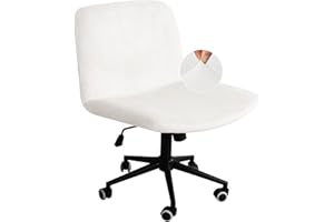 NICEEC Criss Cross Armless Office Dorm Desk Chair Cover, Vanity Chair Covers, Computer Mid Back Wide Seat Chair Without Arms Protector, Spandex Stretch Slipcover, White