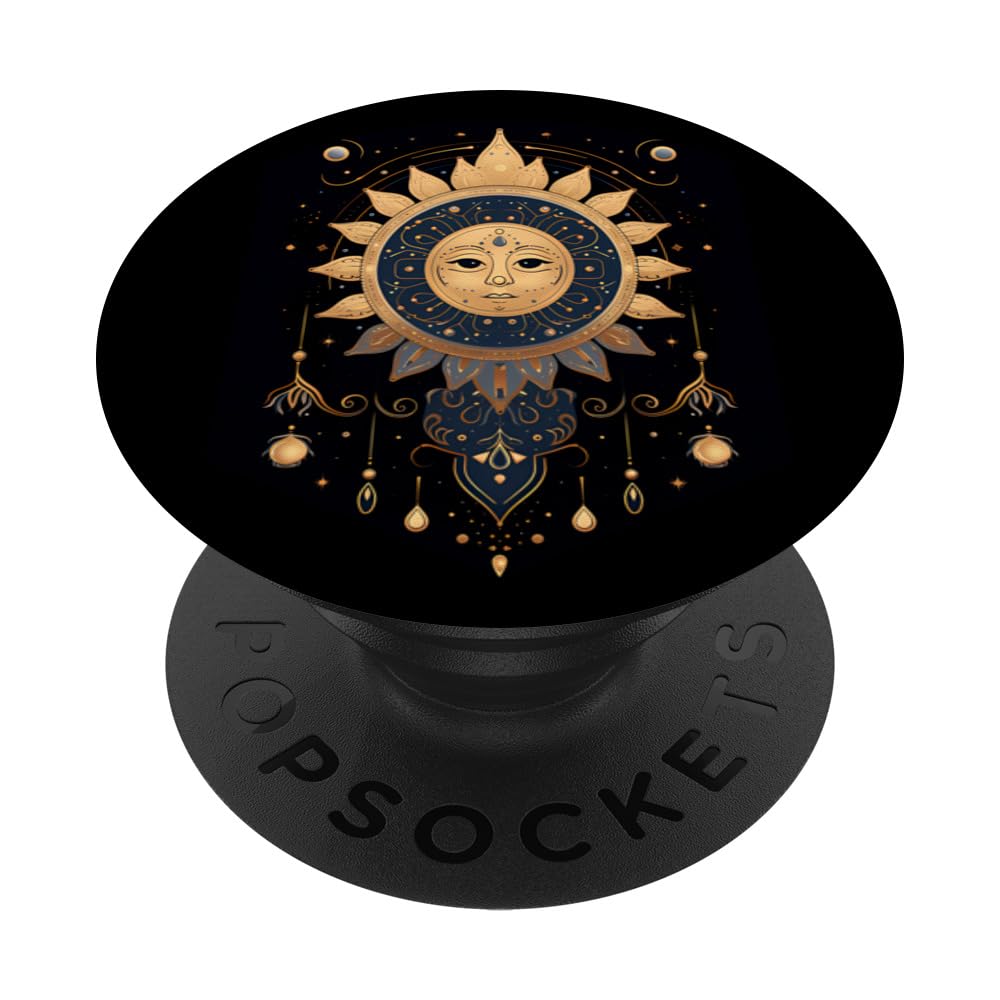 Boho Sun Celestial Esoteric Retro Hippie nature artistic PopSockets Swappable PopGrip