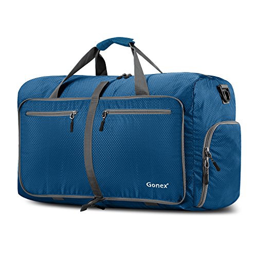 Gonex Faltbare Reisetasche, Leicht mit Schuhfach, 60L, Dunkelblau