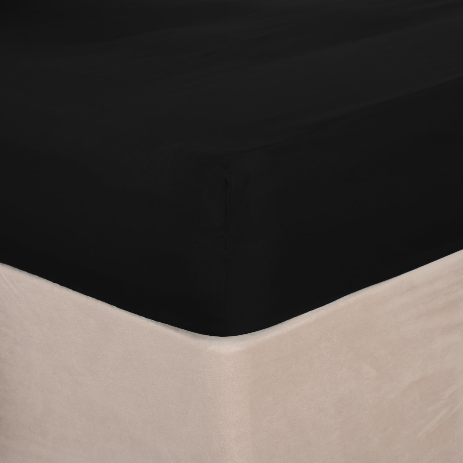 Brentfords Plain Dye Fitted Bed Sheet Non Iron Super Soft Easy Care Microfibre, Black - King Size — image 1