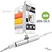 UNOOE iPhone 8 8 Plus Dual Function Adapter, Aluminum 2 in 1 8-Pin Lightning to 3.5mm Aux Audio Headphone Jack Adapter Connector Supports Music and Charging Compatible with iOS 10.3 (Silver)