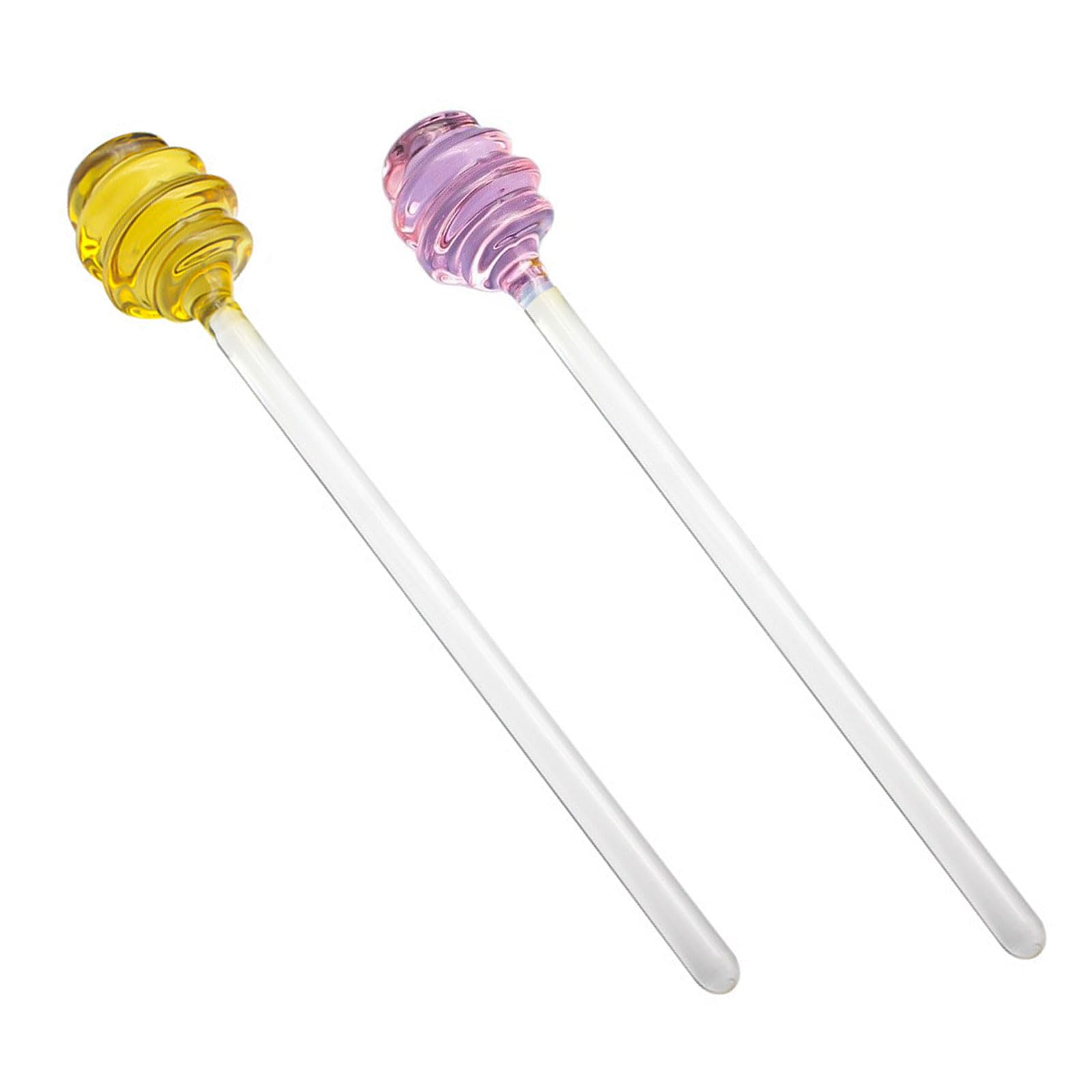 Photo 1 of 2 Pcs Honey Sticks Dipper, 7 inch Glass Honeycomb Stick, Honey Spoons Stirrer Stick for Honey Jar Dispense Drizzle Honey