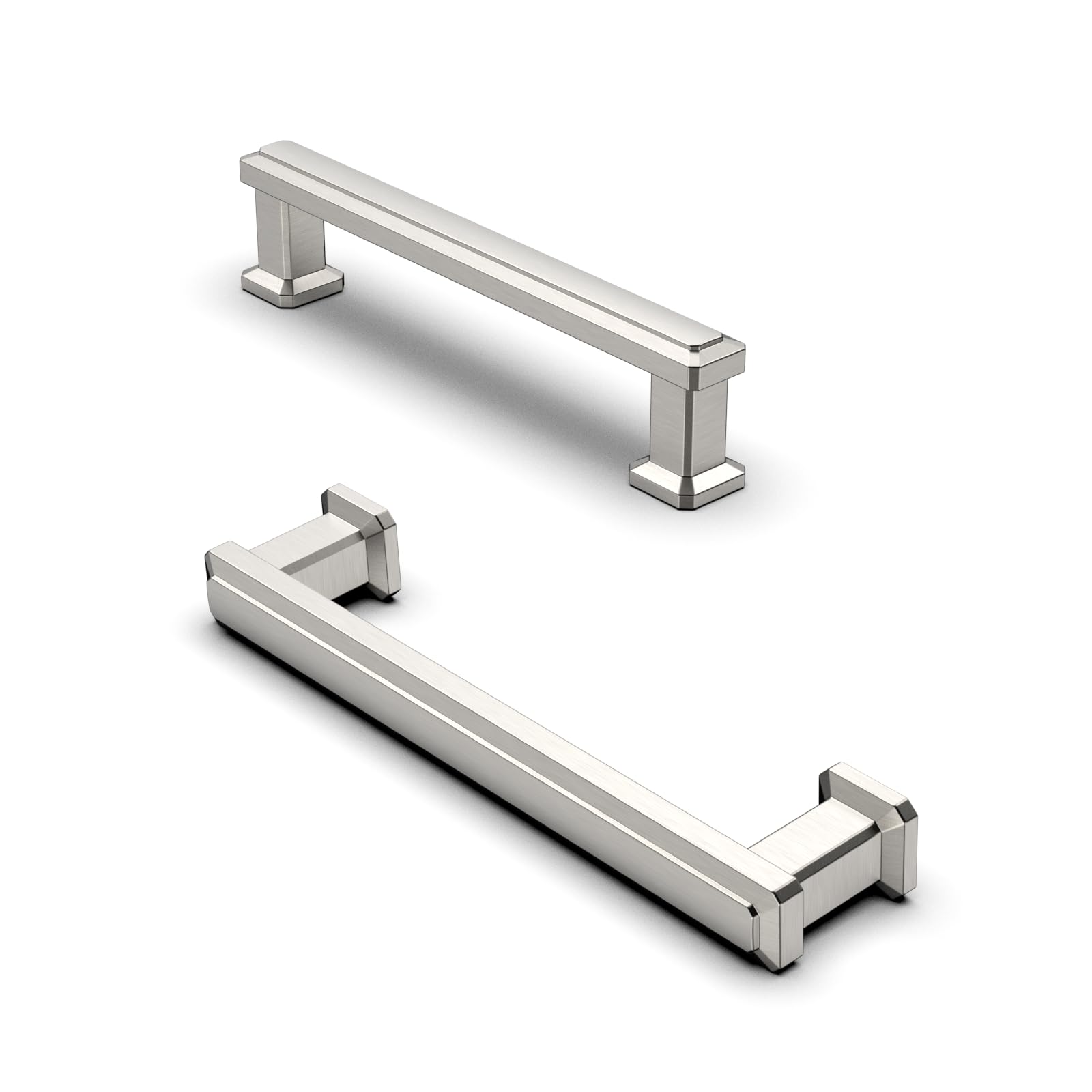 FURNIWARE 10 Pack Brushed Nickel Cabinet Handles, Drawer Pulls 96mm(3.7 Inch) Hole Center, Hardware Modern Kitchen Cabinet Door Handles, Nickel for Kitchen, Bathroom, Wardrobe Cabinets Cupboard — image 1