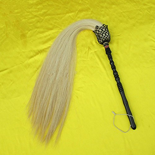 Black Wood Buddhist Taoist Fuchen Horsetail Whisk Handle Tail