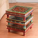 Handpainted Indian Stacking Tables - Turquoise