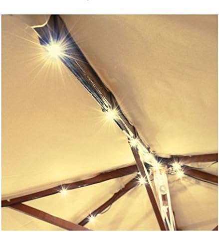 8ft 9ft 6 Rib Wooden Patio Umbrella Solar String Lights Warm White Amazon Com
