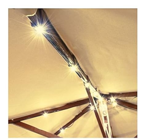 Warm White Ampersand 9 Ft 8 Rib Offset Patio Umbrella Solar String Lights Umbrella Lights Lighting