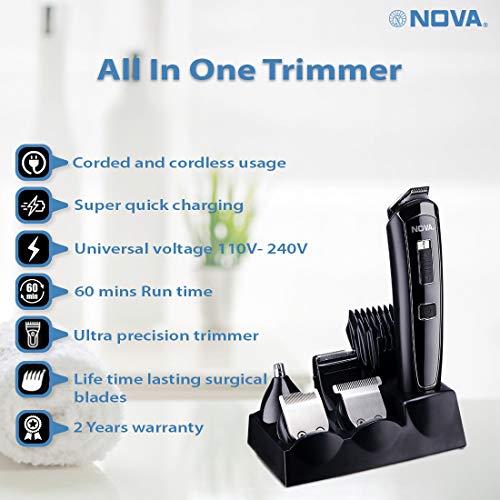 Nova NG 1150 Cordless and Rechargeable Multi Grooming Trimmer for Men Runtime: 60 Mins (Black) 2 Nova NG 1150 Cordless and Rechargeable Multi Grooming Trimmer for Men Runtime: 60 Mins (Black) - Image 2