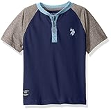 U.S. Polo Assn. Little Boys' Toddler Short Sleeve Henley, Marina Blue, 2T