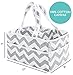 ATAZUA Strong Washable Baby Diaper Caddy: 100% Cotton Canvas - Portable Gray and White Chevron Nursery Storage Bin and Car Organizer by Gracie and Belle (Gray Chevron)