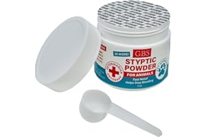 G.B.S 5 oz Styptic Powder for Dogs, Cats & Birds Stops Bleeding– Quick Blood Clotting for Nail Clipping, Minor Cuts, Tail Docking & Wing Clipping – Pet First Aid Hemostatic Powder with Sealed Top & Scoop