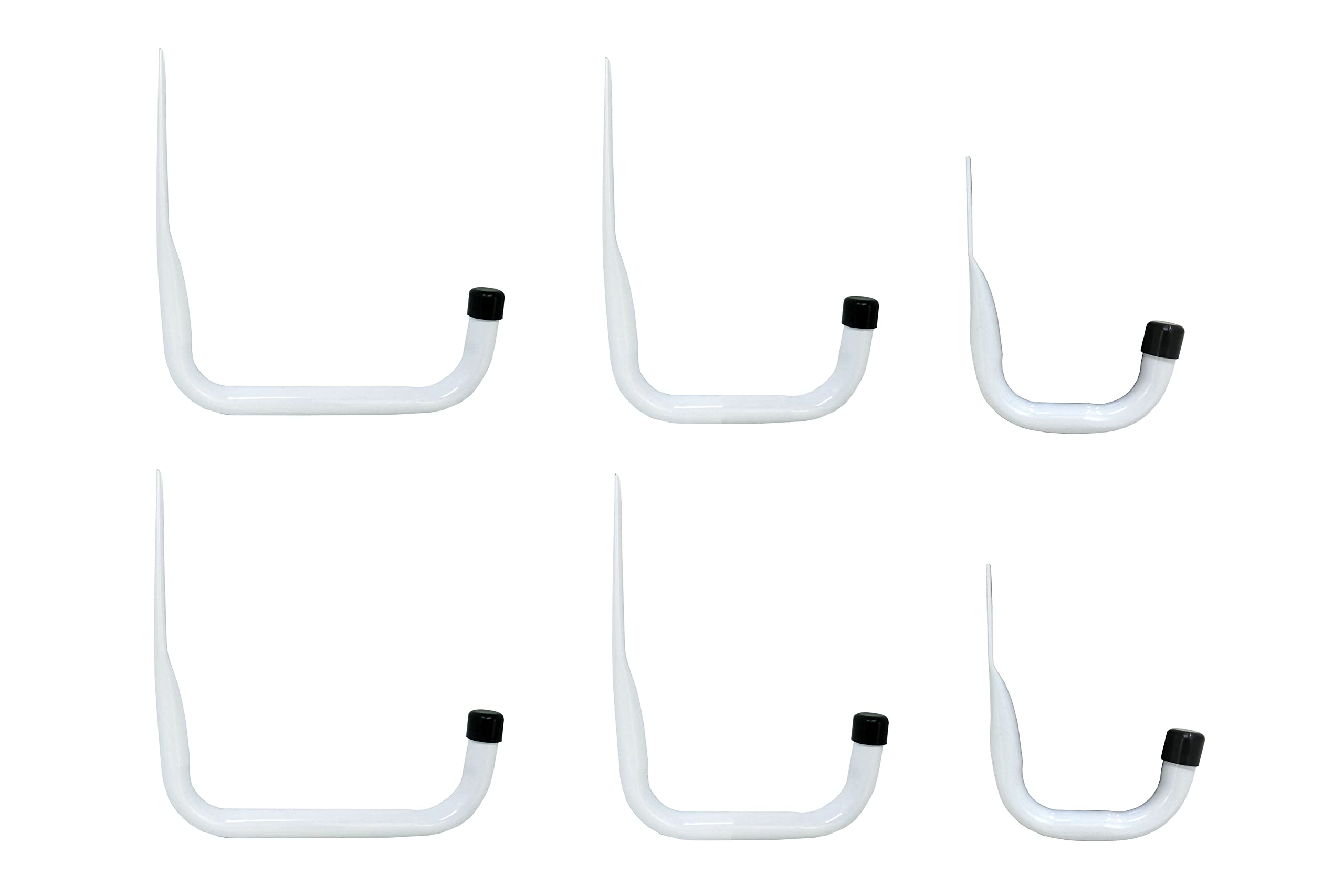 Shepherd Hardware 8096E Heavy Duty Steel Garage Storage Utility Hooks, 3 Sizes, 6 Pack, White