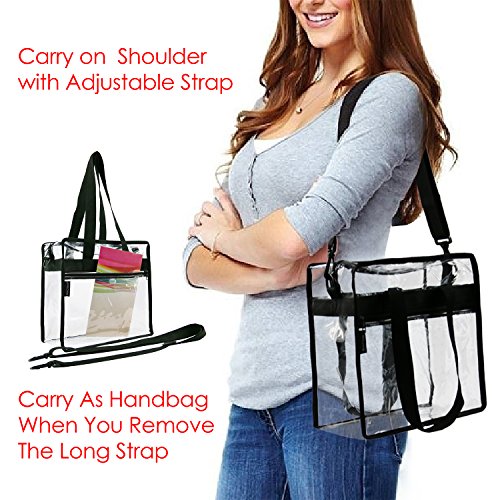 BeeGreen Stadium Clear Bags w Front Pocket and Adjustable Shoulder Carry Handles, NCAA NFL & PGA Security Approved Clear Purse & Gym Transparent Zippered Tote Bag - Thumbnail 3