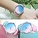 Start Unisex Women's Chic Rainbow Leather Band Wrist Watch Bracelet (Blue)