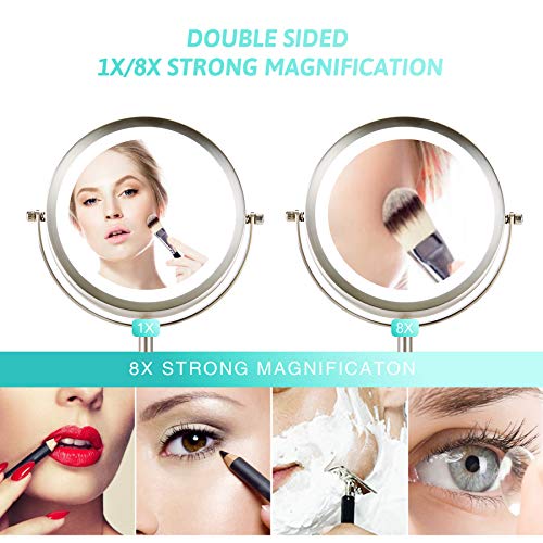 COZ Makeup Mirror with Lights, 7" Cordless LED Lighted Magnifying