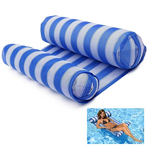 FLYMEI Pool Floats for Adults, Inflatable Hammock Lounge for Vacation, Blue Swimming Pool Floats, Floating Bed, Lazy River Float
