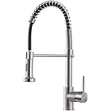 OWOFAN Kitchen Faucet with Pull Down Sprayer Low Lead Single Handle Spring Kitchen Sink Faucet, Brushed Nickel Kitchen…