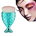 LandFox 4Pcs/Set Fish Scale Makeup Brush Fishtail Bottom Brush Powder Blush Makeup Cosmetic Brush (Blue)
