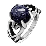 FANSING Jewelry Stainless Steel Heart Rings with Stone for Mens and Womens