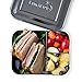 LunchBots Large Trio Stainless Steel Lunch Container -Three Section Design for Sandwich and Two Sides - Metal Bento Lunch Box - Eco-Friendly - Stainless Lid - Aqua Dots
