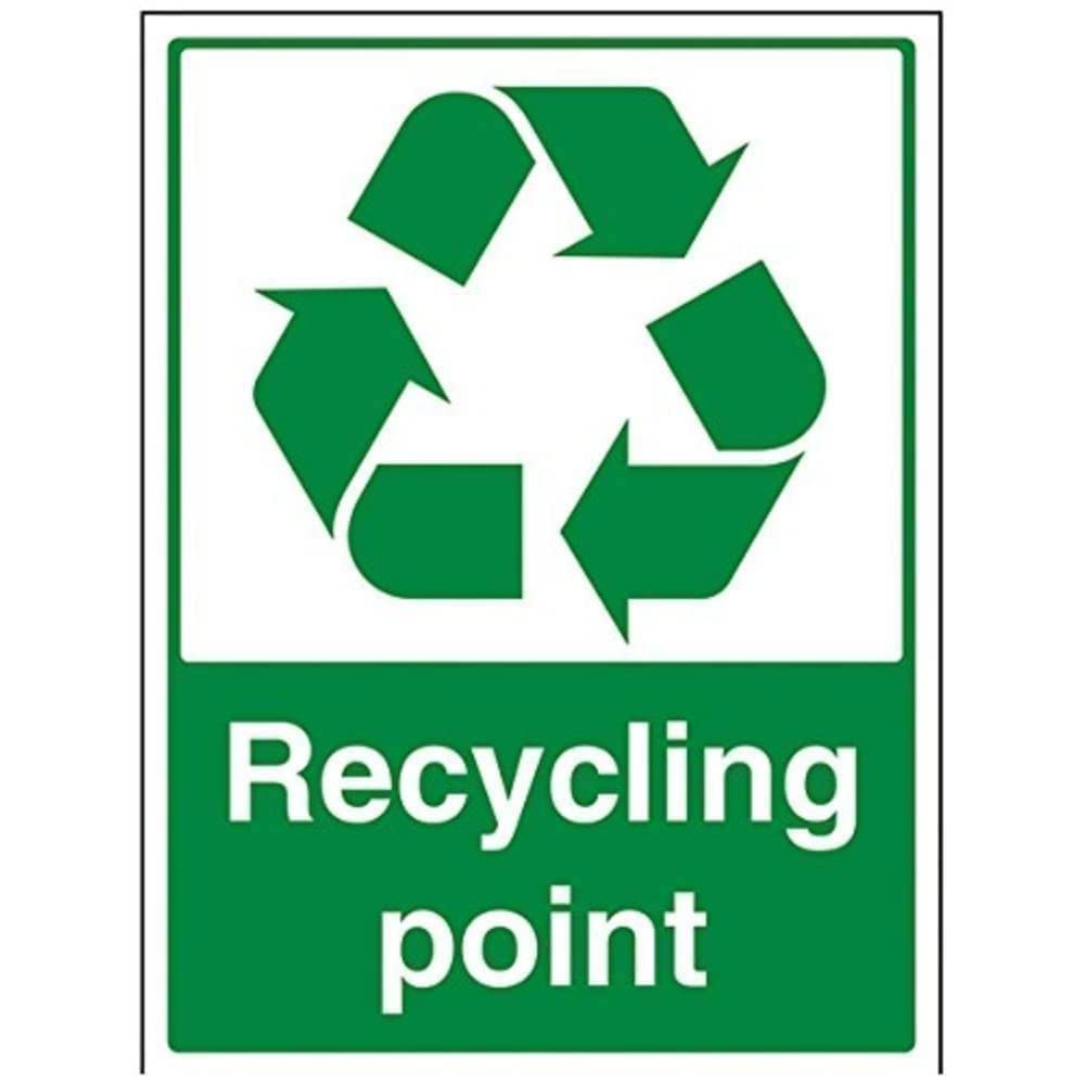 V Safety Recycling Point Sign - 300mm x 400mm - 1mm Rigid Plastic — image 1