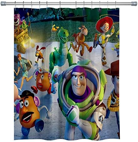 Goodcare Kids And Childrens Cartoon Toy Story Shower Curtain For Bathroom Machine Washable Waterproof Polyester Shower Curtains With Hooks 71X71Inch