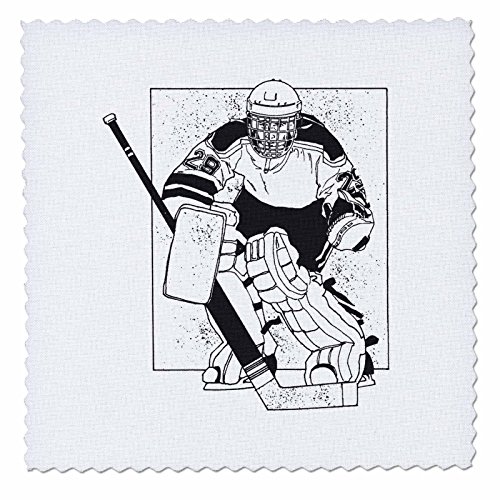 3dRose qs_26014_5 Hockey Player-Quilt Square, 14 by 14-Inch
