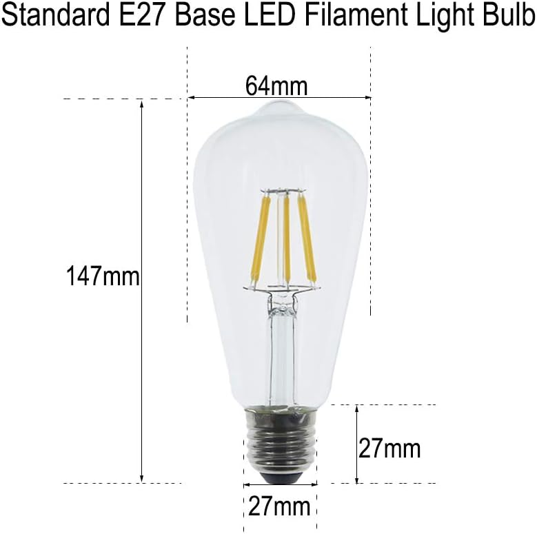 ZFQ 3-Pack Vintage LED Edison Bulbs 6W Equivalent 60 Watt LED Filament Light Bulb 600 Lumen 2700K Warm White ST64 Antique E27 Base for Decoration AC 220-240V - Image 4