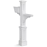 Mayne Westbrook Decorative Mail Post with Planter, White | For post-mount mailboxes, Weather &amp; fade resistant, All season, 15-year warranty