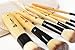 7 Piece Bamboo Makeup Brush Set with Roll-Up Cotton Travel Pouch - Premium Synthetic Hair & Wooden Handles - by Queen's Grace