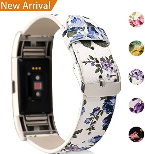 Blueseao Fitbit Charge 2 Leather Strap, Unique Handmade Pattern Replacement For Fitbit Charge 2 Watch Band US STOCK (E-Blue)