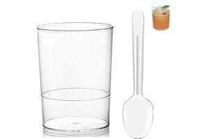 CEZOOWYEX 100 Pack Mini Dessert Cups, 3oz Clear Plastic Round Appetizer Parfait Tasting Cups with Spoons