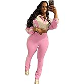 Adogirl Women Tracksuit Set 2 Piece Sweatsuit Outfits Long Sleeve Full Zip Up Cropped Jacket Leggings Pants Workout Sets